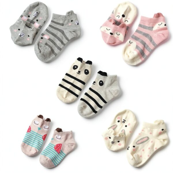 Artfasion Baby Girls Socks Soft Cotton Animal Design 5 Pairs-5