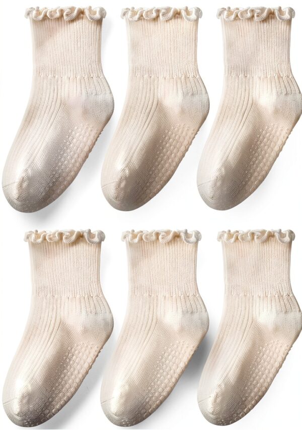 Baby Girls Ruffle Socks Cotton Non Slip Grip Toddler Sizes-0