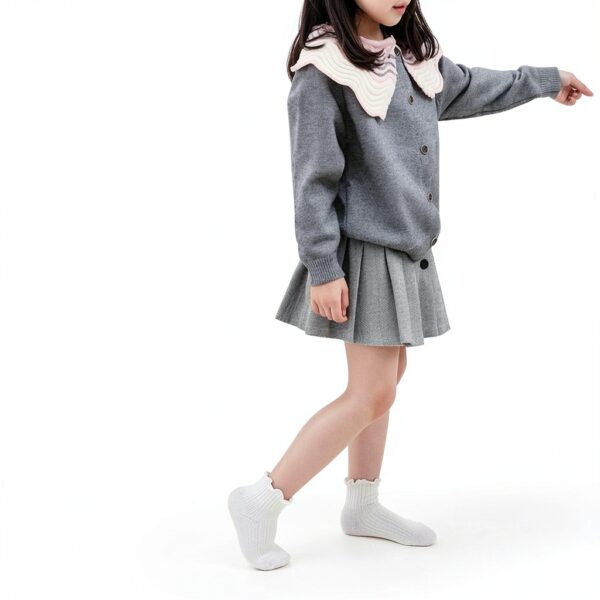 Baby Girls Non Slip Socks Cotton Frilly Ankle Socks 6 Pairs-1