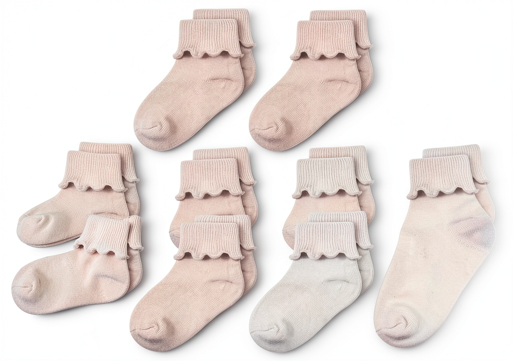 CozyWay baby ruffle socks in multiple colors on a soft surface