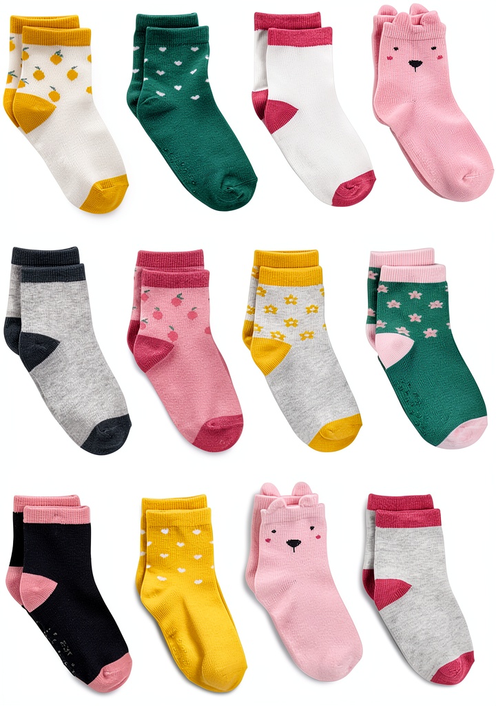Carter's baby socks in assorted colors and patterns displayed on a soft surface
