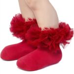 MNFUSHZAS Girls Cotton Ruffle Socks Toddler Lace Ankle Socks-0