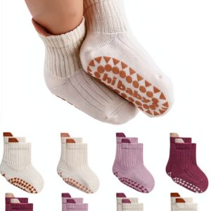 Baby Socks with Grips Soft Cotton Non-Slip Toddler Socks-0