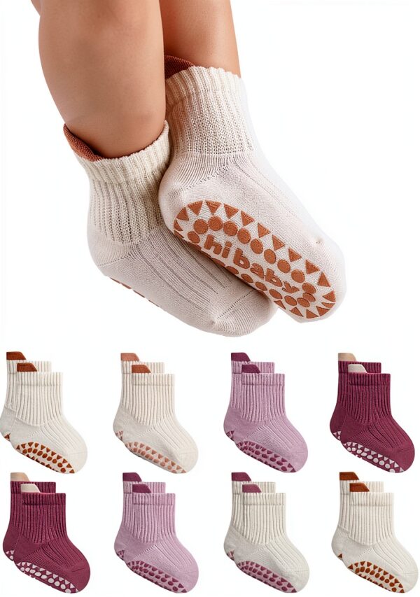 Baby Socks with Grips Soft Cotton Non-Slip Toddler Socks-0