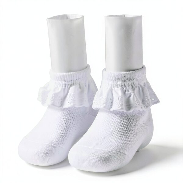 Baby Girls Lace Socks Soft Cotton Ruffle Design 0-24 Months-1