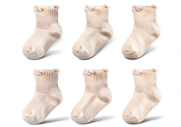 Baby Girls Non Slip Socks Cotton Frilly Ankle Socks 6 Pairs-0