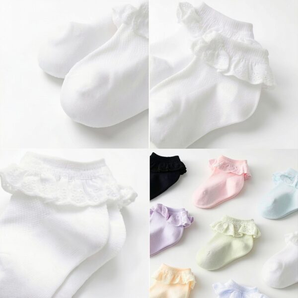 Baby Girls Lace Socks Soft Cotton Ruffle Design 0-24 Months-3