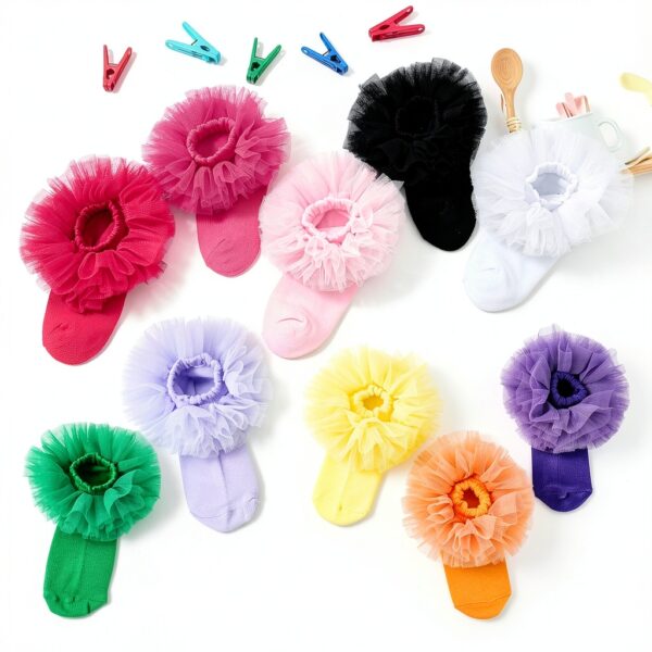 MNFUSHZAS Girls Cotton Ruffle Socks Toddler Lace Ankle Socks-2