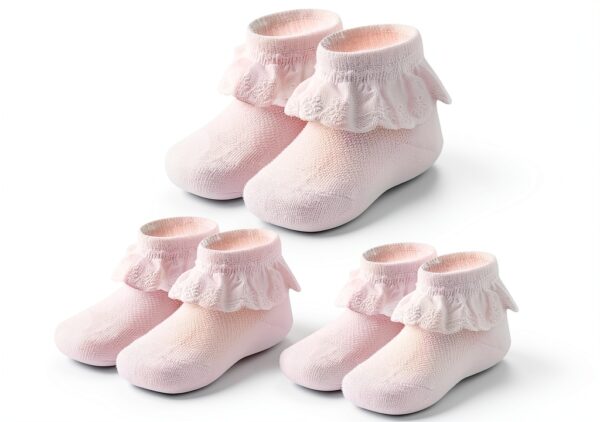 Baby Girls Lace Socks Soft Cotton Ruffle Design 0-24 Months-0